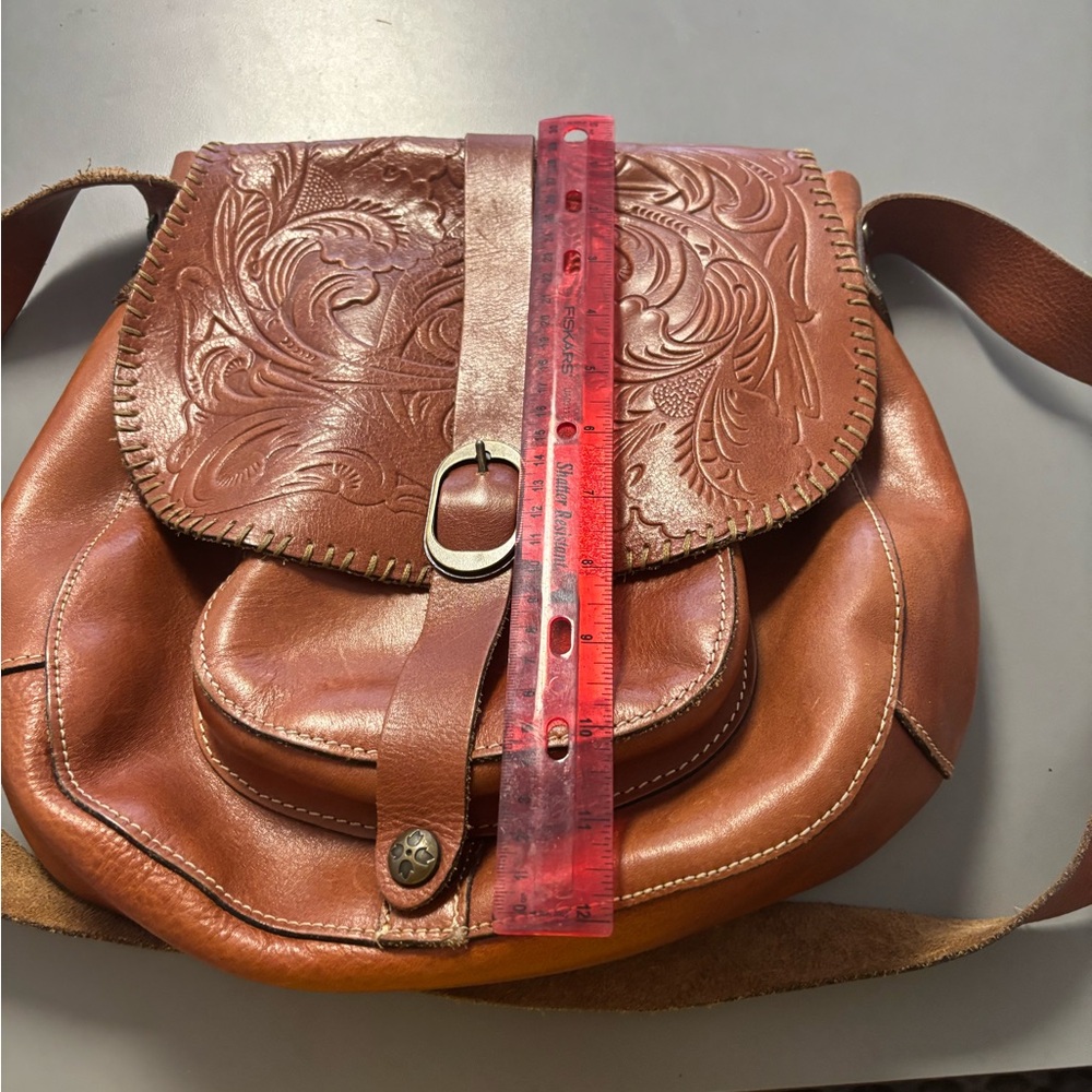 Patricia Nash Embossed Tan Leather Shoulder Bag